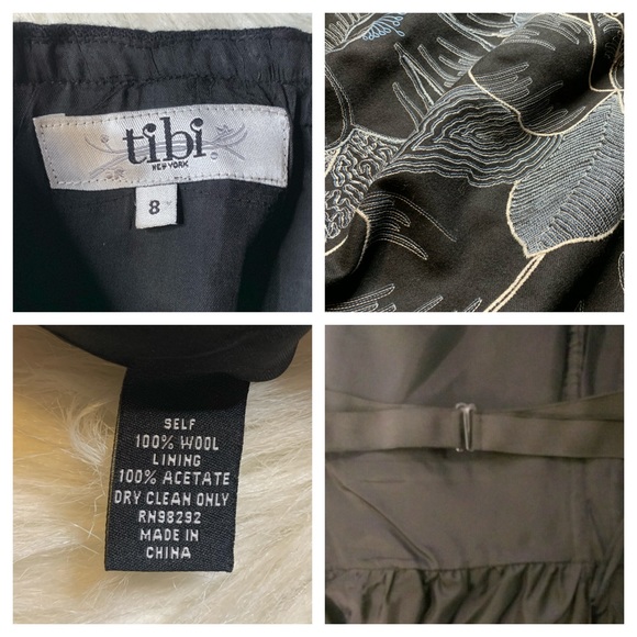 TIBI Floral Wool Embroidered Strapless Dress SZ.8 - Picture 2 of 6